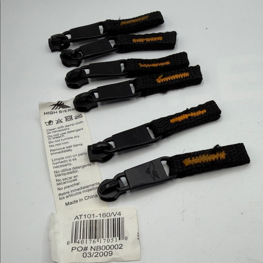High Sierra Black and Orange Replacement Zipper Pulls - 6 Pack